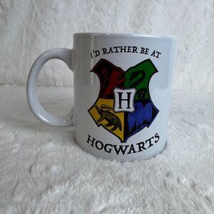 Harry Potter Hogwarts Crest "Id Rather Be At Hogwarts" Ceramic Mug 20oz